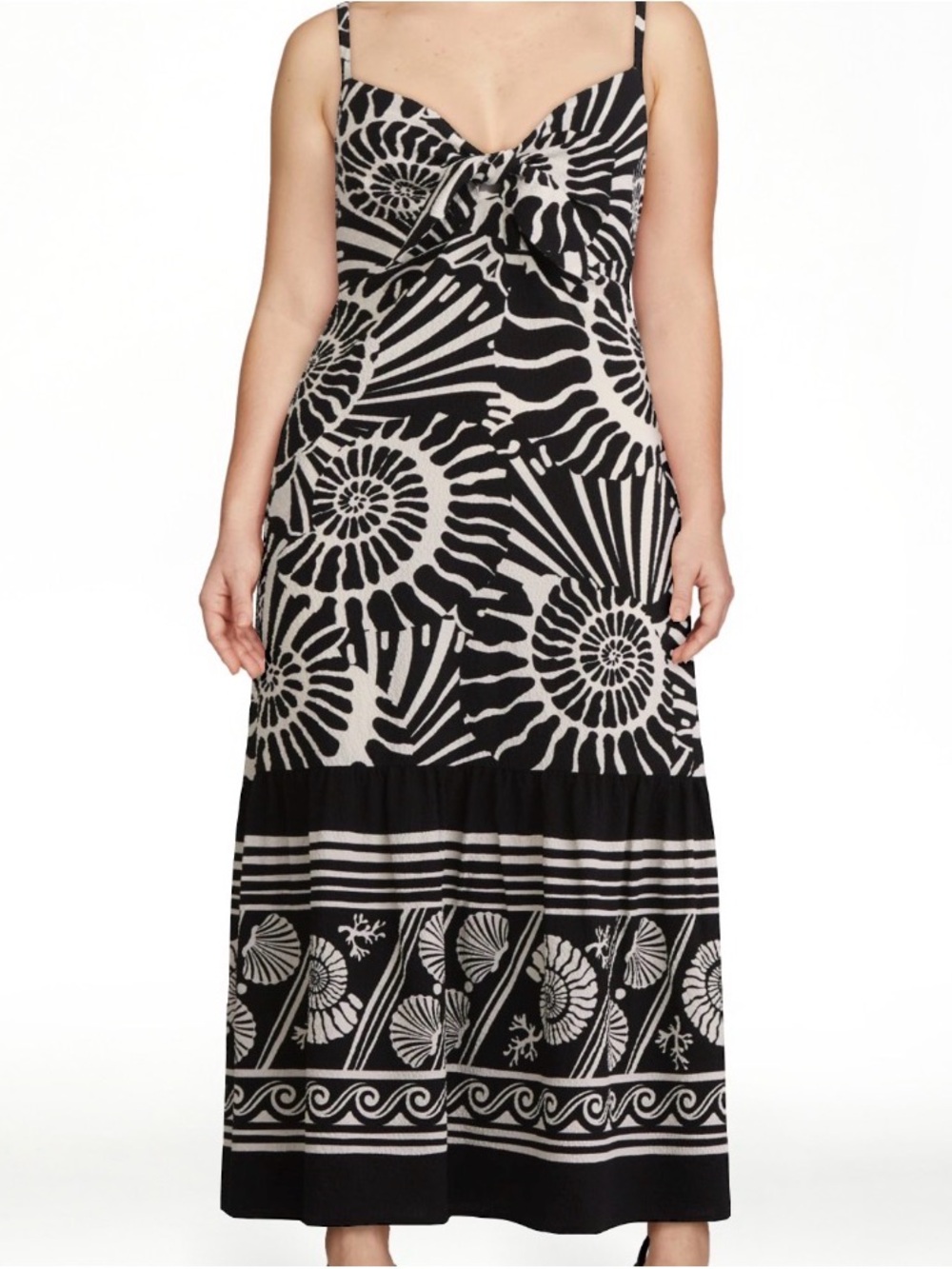 sofia jeans Black and White Printed Maxi Dress with Front Ties